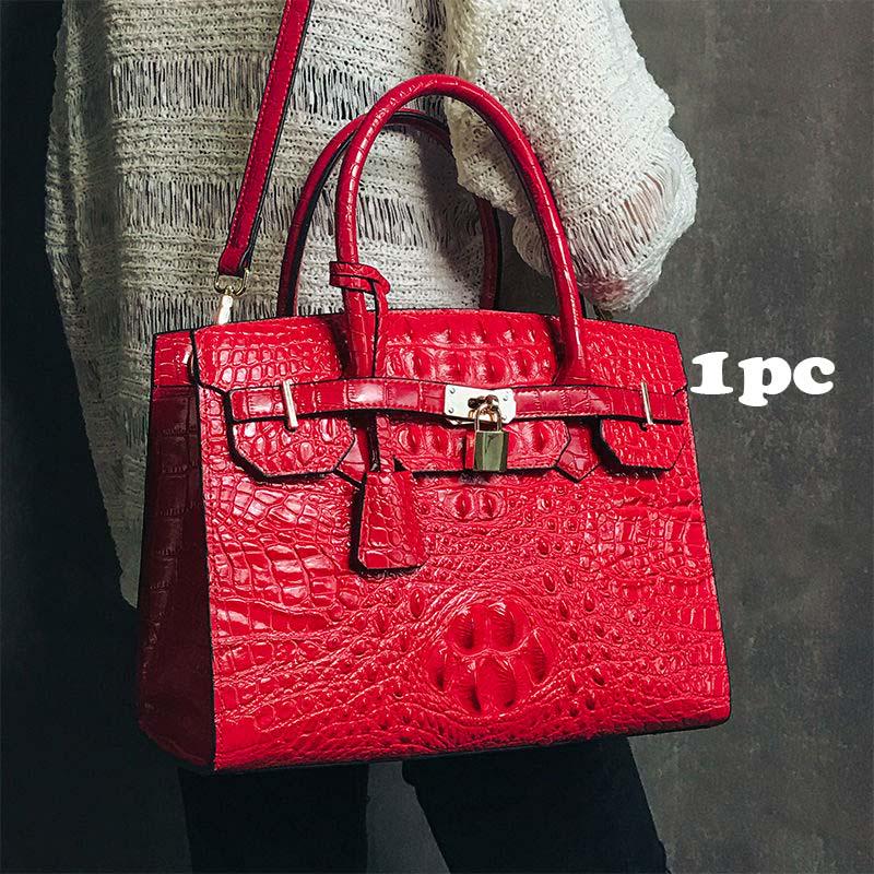 Crocodile Leather Handbag Women Fashion Large Capacity Shoulder Bag Platinum Bag