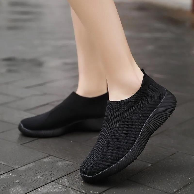 Women's and Men's Shoes High Quality Female Sneakers Non Slip Flats Shoes Male Loafers Plus Size Solid Color Walking Shoes