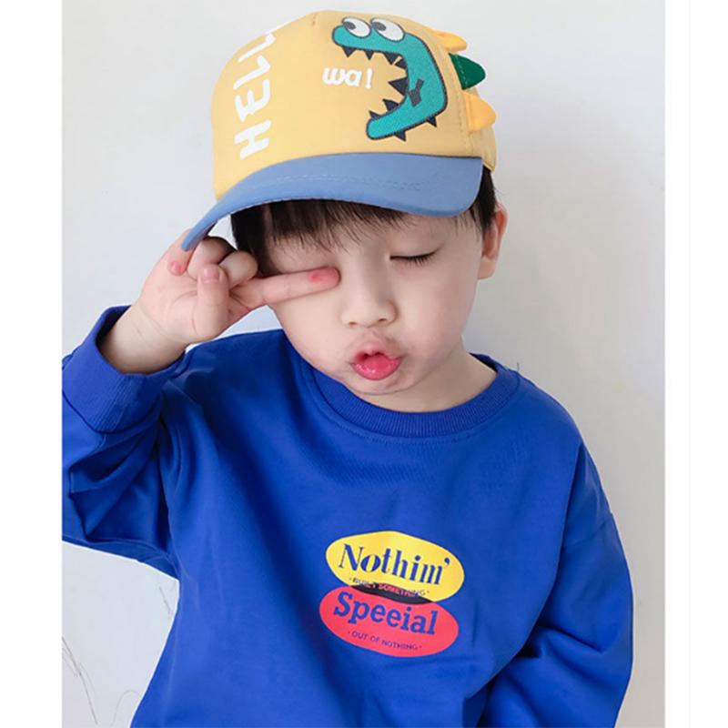 Children's Dinosaur Cartoon Baseball Hat Spring Autumn Thin Outdoor Casual Cap for Boys and Girls Child's Sunscreen Peaked Cap Sun Hat