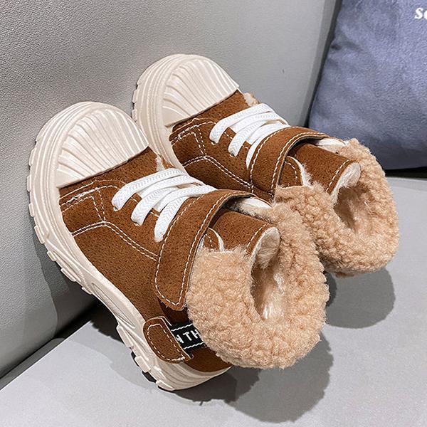 Winter Plush Thickened Children's Martin Boots Casual British Style Boys' and Girls' Cotton Shoes Non Slip Flat Baby Boots