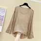 Summer Ice Silk Knitted Sunscreen Blouse Trumpet Net Shirt Top Hole Thin Women's Loose Hollow See-through Fabric Light and Breathable