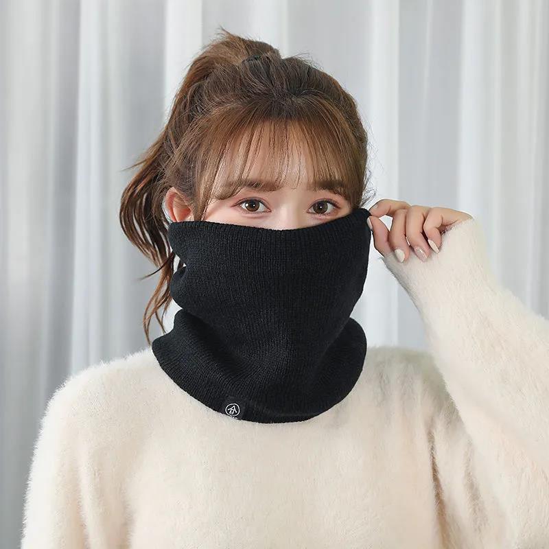 Women's Winter Scarf Plus Velvet Thickening Keep Warm Korean Style All Match Collar Neck Thermal Wrap Shawl Outdoor Leisure Cycling Bib Scarf