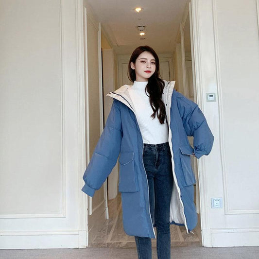 Winter Down Cotton-padded Jacket Women's Korean Mid-length Winter Jacket Large Size Thick Padded Coat