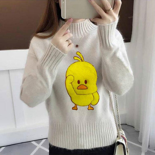 Long Sleeve High Collar Sweater Knitting Sweater Women's Autumn and Winter Bottoming Shirt Warm