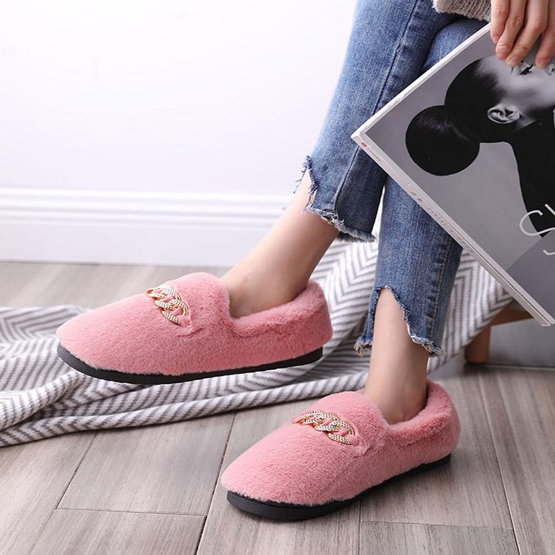 Autumn and Winter Pure Cotton Slippers Indoor Non-slip Soft-soled Shoes Warm Simple Plush Cotton Shoes