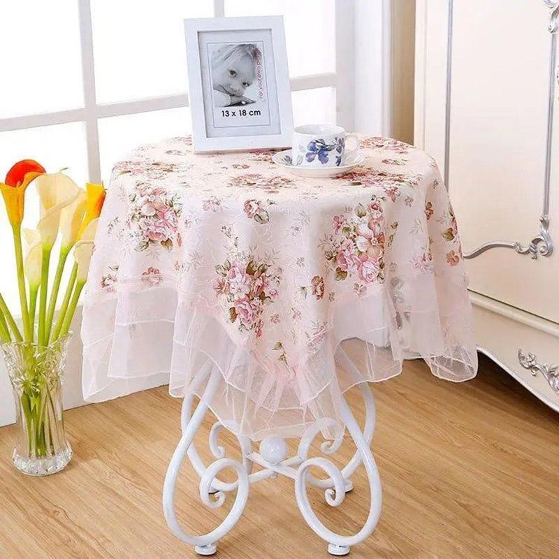 Simple and Modern Style Household Lace Tablecloth Floral Pattern Coffee Table Cloth Dustproof Cloth Multifunctional Cover Cloth