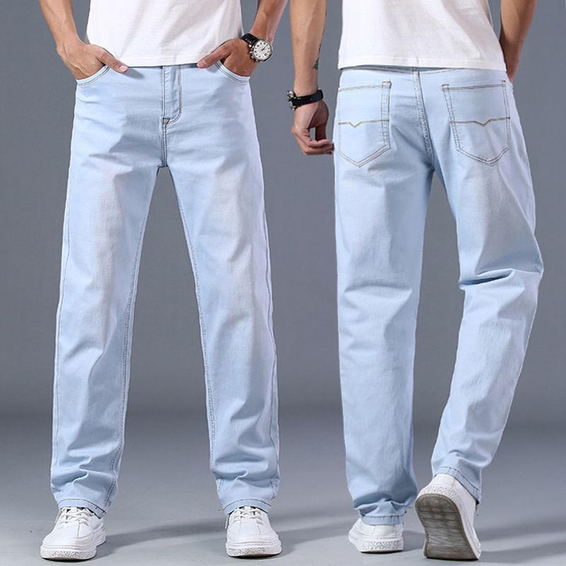 Summer Thin Jeans Young Men Loose Straight Stretch Casual Jeans