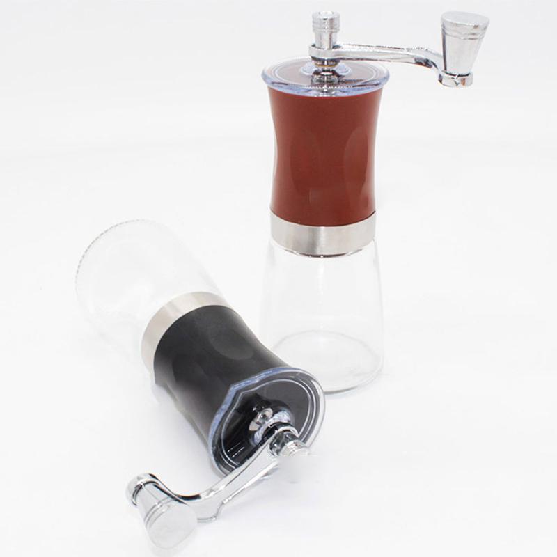 Manual Coffee Grinder Glass Hand Crank Coffee Bean Grinder Household Grinder Portable Household Coffee Grinder