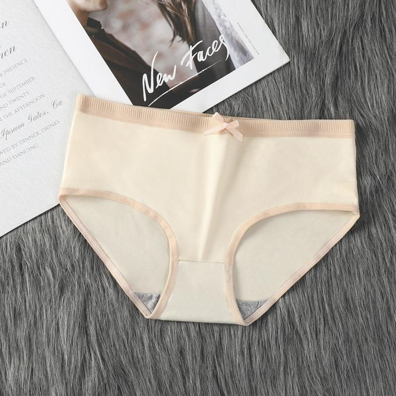 4Pcs/Set Women's Seamless Cotton Panties Solid Color Large Size Mid Waist Causal Soft Briefs