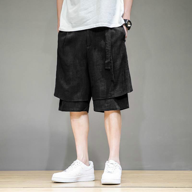 Chinese Style Men's Cotton and Linen Five-point Pants, Men's Summer Loose Sports Pants, Men's Large Size Shorts, Linen Casual Pants