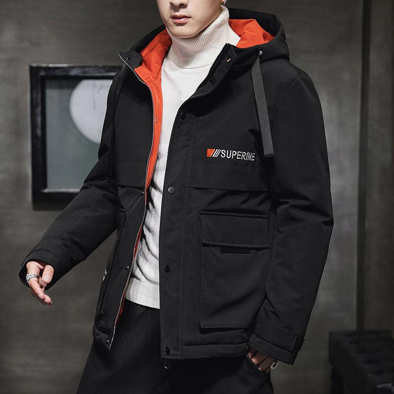 Fashion Men's Jacket Winter Thickening Warmth  Matching Hooded Down Padded Jacket