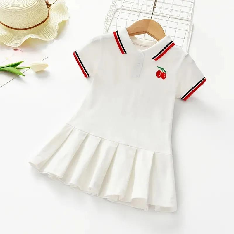 Pure Cotton Girls Dress Short-sleeved Children's Summer Fashion Polo Skirt Baby Children's Skirt