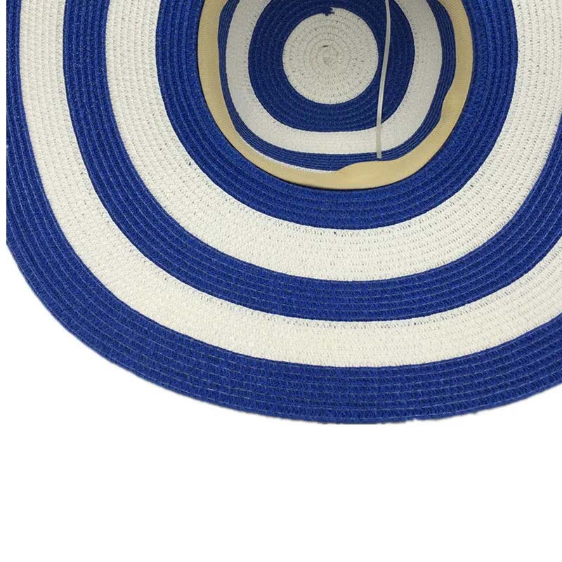 Outdoor Black and White Striped Beach Hat Large Brim Sun Hat Women Elegant Sun Cap Visor Protective Hat Temperament Beach Hat Casual Straw Hat