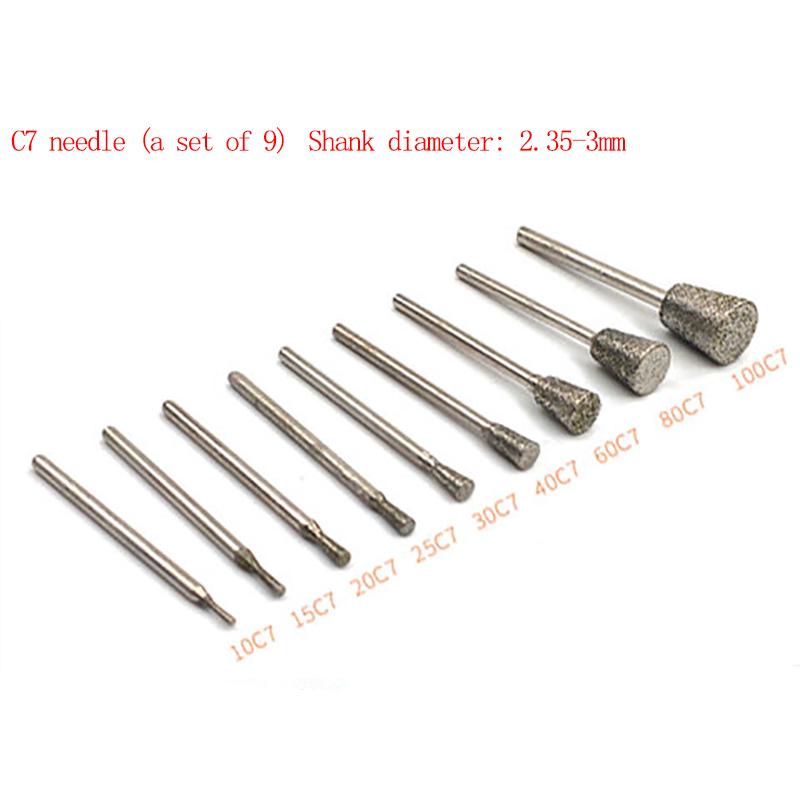 15 Style 3mm Emery Grinding Head Set Drilling and Polishing Electric Jade Carving Stone Carving Tool Electric Grinder Accessories