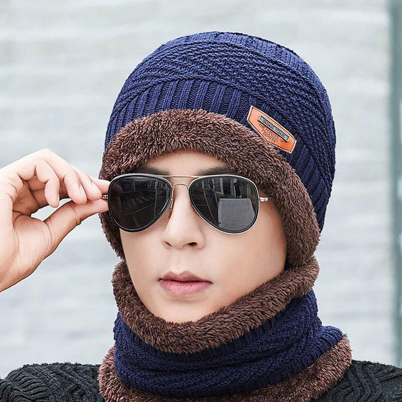 Neck Warmer Winter Hat Scarf Knit Beanie Cap for Men and Women Thick Knitted Arrow Sign Hat