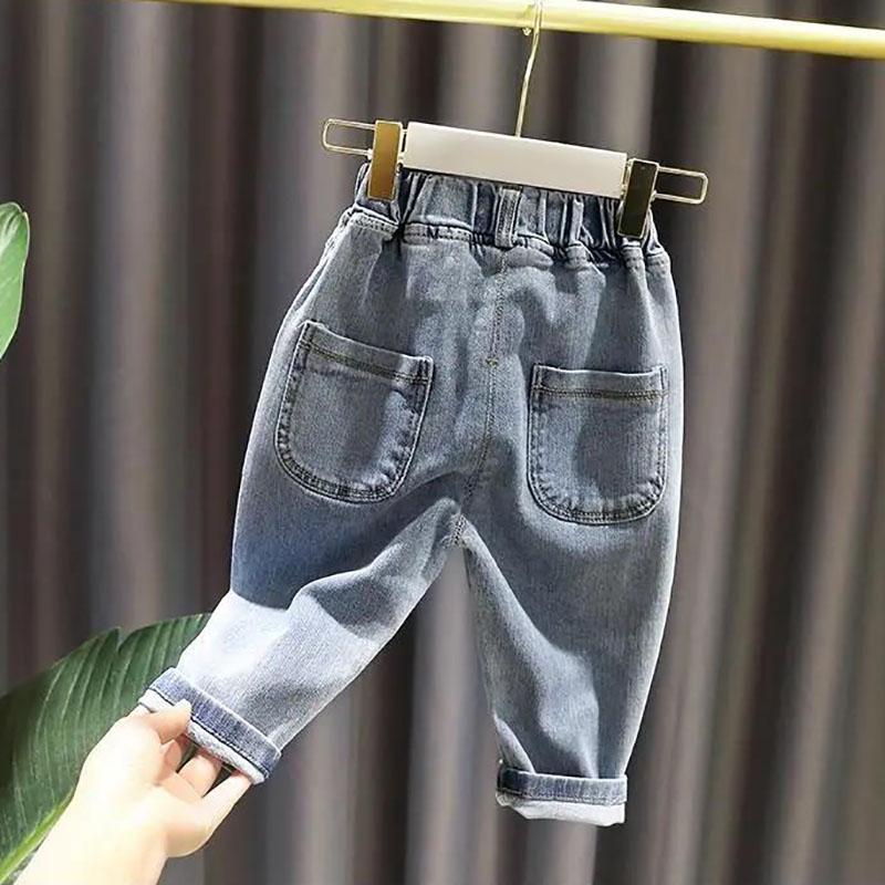 Girls and Boys Old Pants Spring and Autumn Korean Loose Jeans Casual Pants Solid Color Trousers Jeans