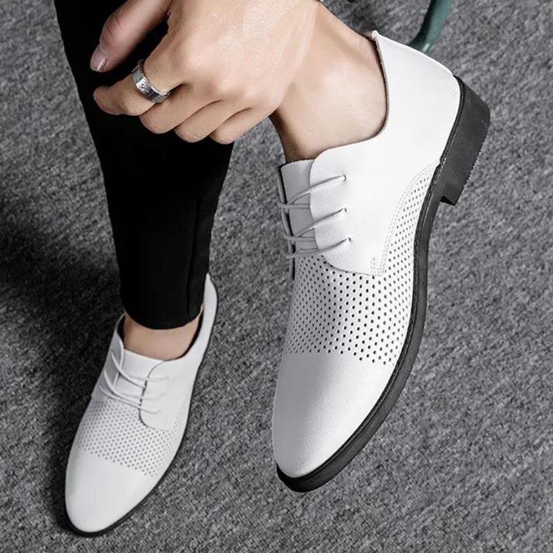 Business Sneakers Men's Pointed Leather Shoes Casual Breathable Sandals Lazy Shoes Soft Leather Soft Sole Breathable Shoes