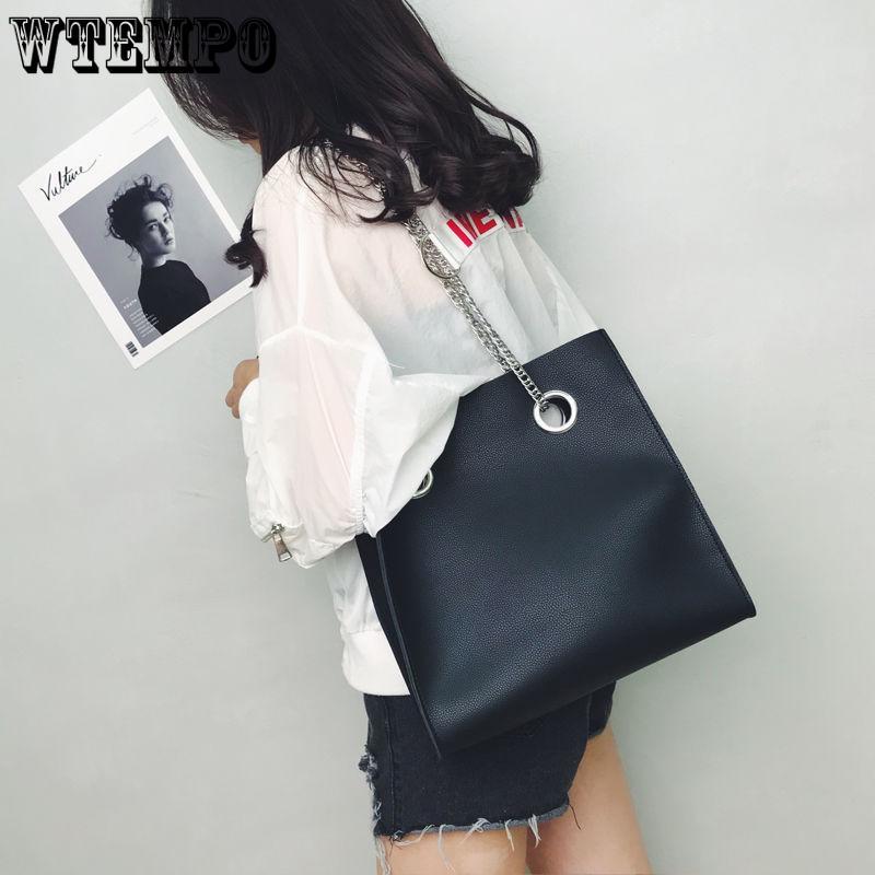 Fashion Casual Big Bag Female Large Capacity Chain Shoulder Bags Black Handbags for Women