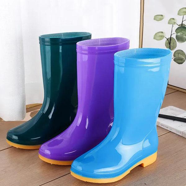 Ladies Four Seasons Water Shoes Solid Color Long-tube Rubber Shoes Waterproof Non-slip Women's Rain Boots