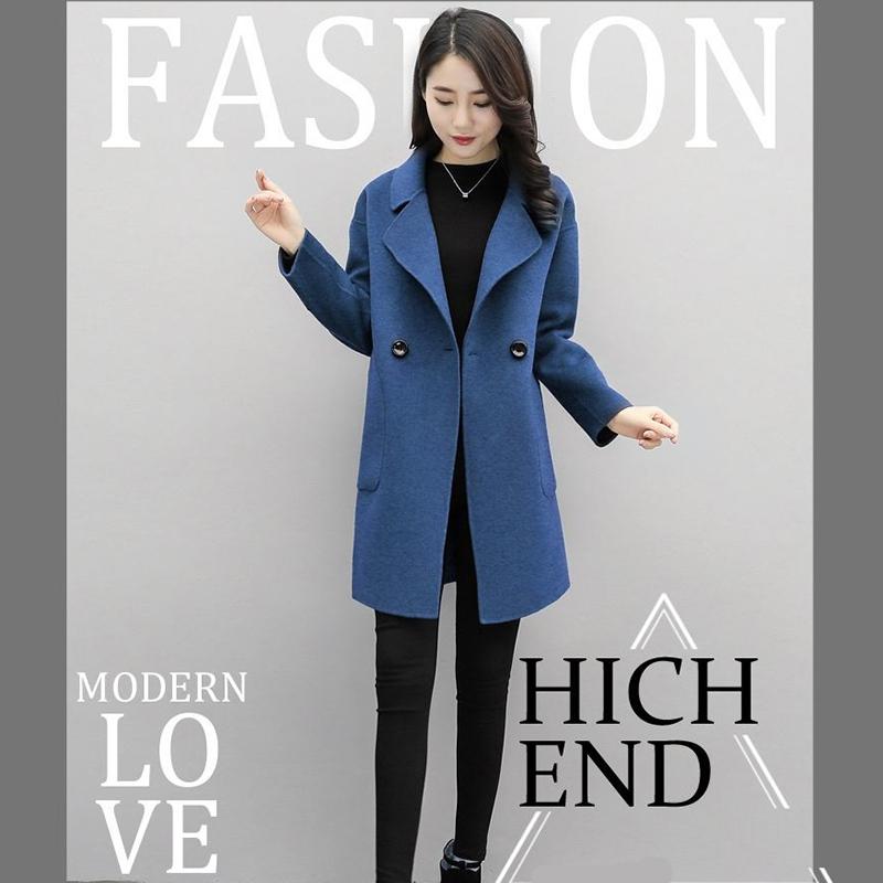 Autumn and Winter Women's Mid-length Woolen Coat Fashionable Large Size Woolen Coat Loose Small Woolen Coat