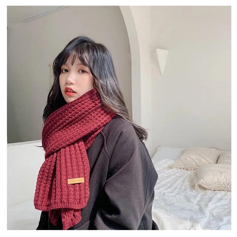 Women's Winter Scarf Korean Style All Match Hand-knitted Thick Scarf Long Wrap Shaml Solid Neck Collar Scarf Warm Knitting Scarves