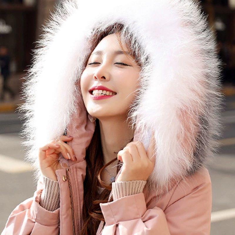 Woman's Cotton Clothing  Long Sleeve Warm Jacket Fashion Large Size Down Jacket Winter Big Fur Collar