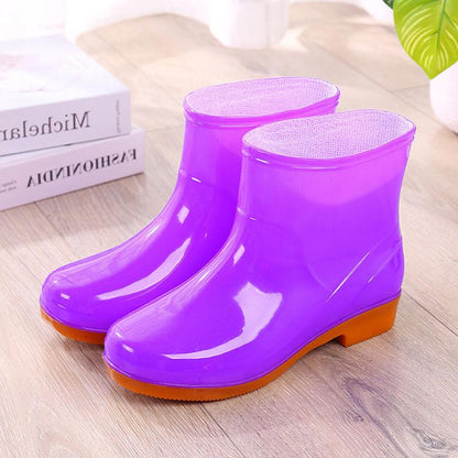 Low Tube Rain Boots Waterproof Shoes Rubber Shoes Overshoes Water Boots Women Fashion Adult Non-slip Short Rain Boots