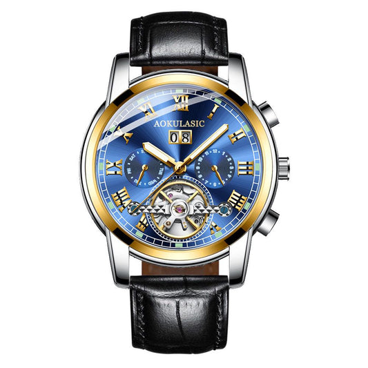 Business Watch Luxury Fashion Man Leather Waterproof Male Mechanical Wristwatch with Date Watches