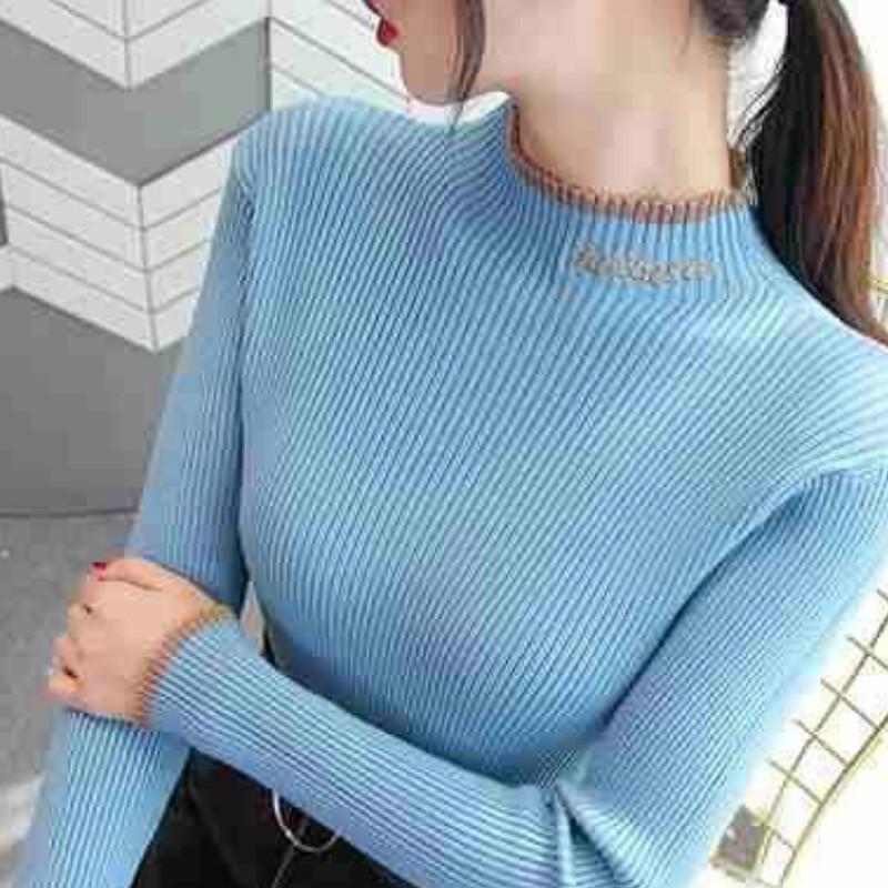 Pofulove Plus Velvet Autumn Winter Thick Sweater Long-sleeved Bottoming Shirt Knitted Sweater