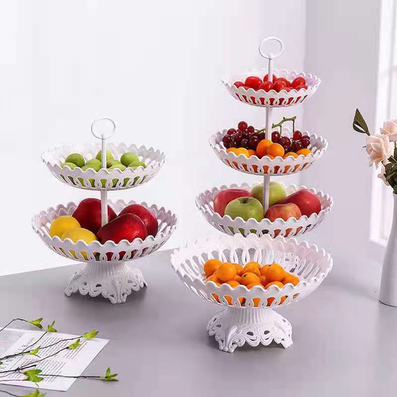 European Style Multi-layer Home Creative Fruit Basket Modern Living Room Three-layer Fruit Plate Single Layer Candy and Dried Fruit Dessert Tray