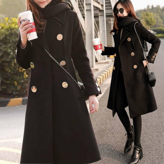 Wool Blend Jacket Winter Tweed Coat Women Long Sleeve Elegant Overcoat Autumn Winter Streetwear Coat