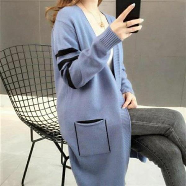 Spring and Autumn Loose Casual Sweater Mid-length Knitted Outer Wear Top Fashion All-match Female Jacket