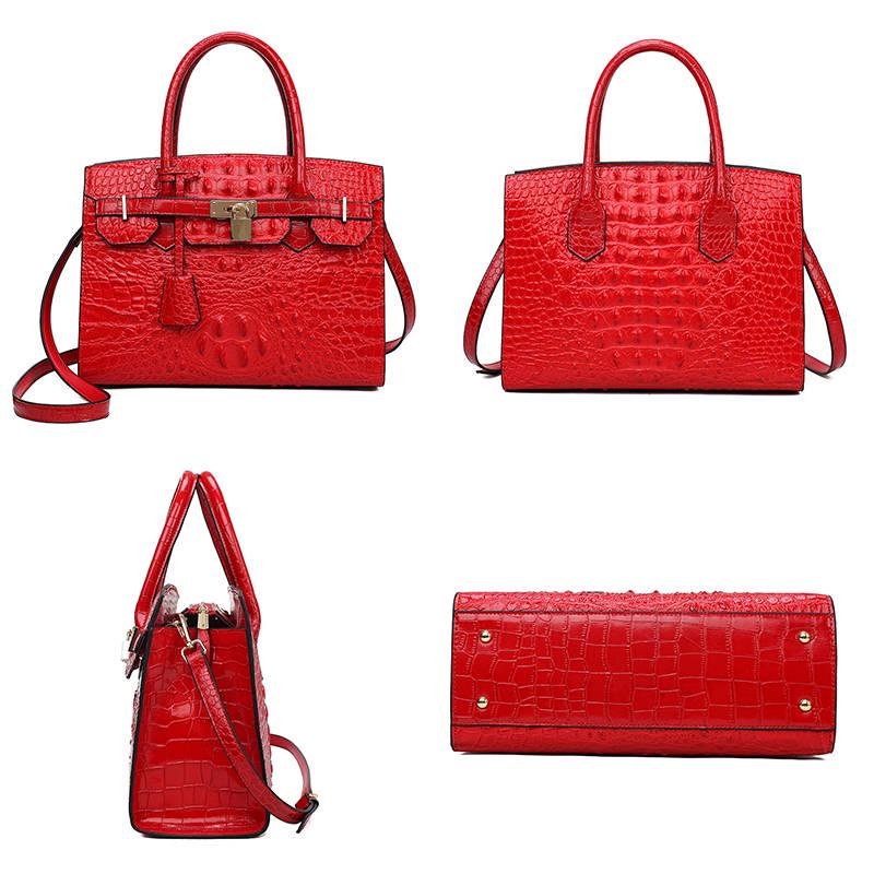 Crocodile Leather Handbag Women Fashion Large Capacity Shoulder Bag Platinum Bag