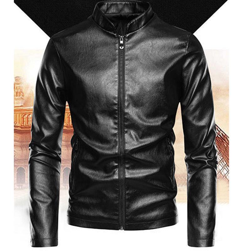 Men's Leather Jackets Plus Velvet Autumn and Winter Leather Jackets Korean Style Slim Jackets Young and Middle-aged Men's Motorcycles