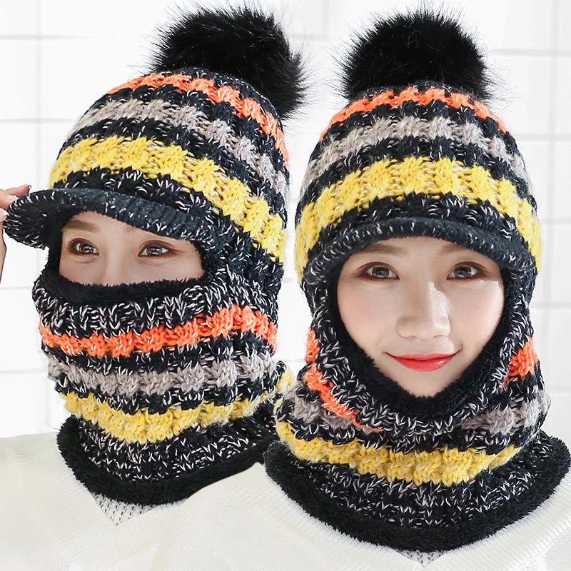 Autumn winter Warm hat Thick hat Fashion Woman hat Plush Cotton hat Trendy wild hat Windproof hat