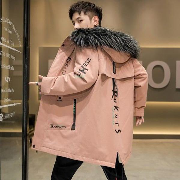 Men's Mid-length Plus Velvet Padded Parker Winter Fashion Trend Cold-proof Cotton Coat