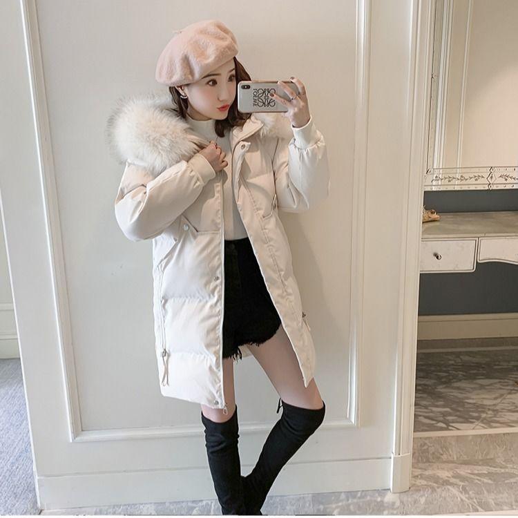 Korean Women's Cotton-padded Coat Mid-length Student Bread Coat Large Size Loose Warm Cotton Coat Large Fur Collar Thick Padded Jacket