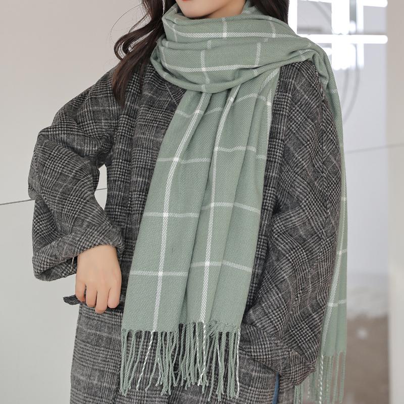 Plaid Winter Scarf Women Warm Cashmere Scarves Ladies Fashion Casual Scarfs