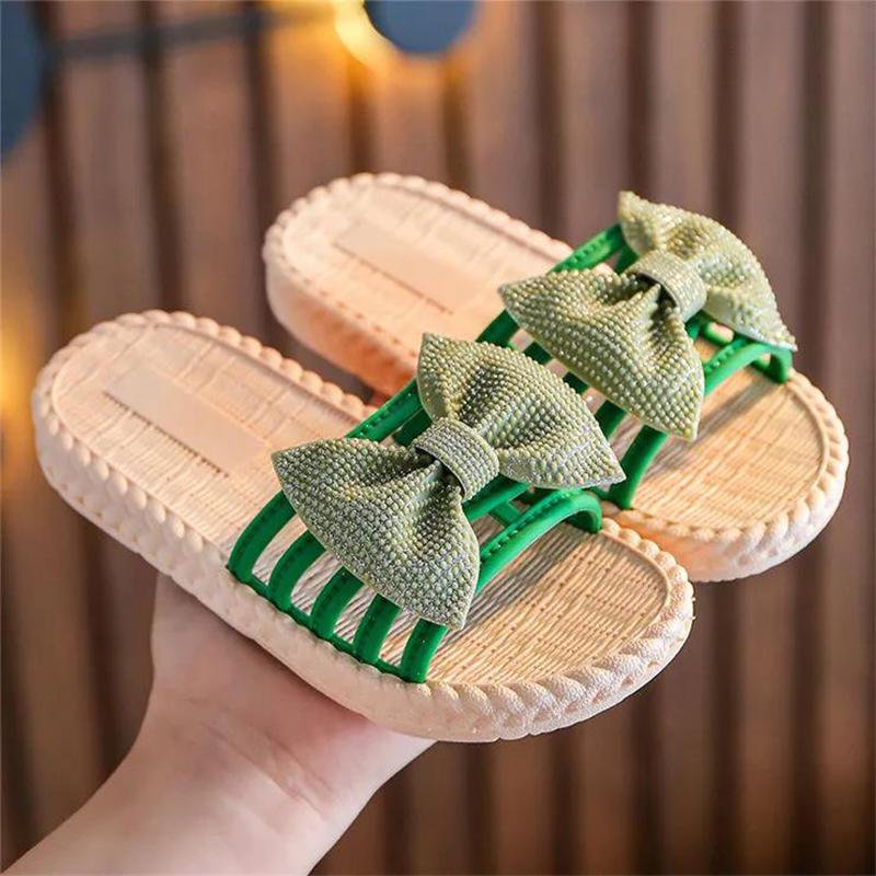 New Summer Girls Sandals Slides Kids Beach Sandals Pleated Ruffles Princess Sweet Kids Slippers for Bath Swimming Indoor Slipper