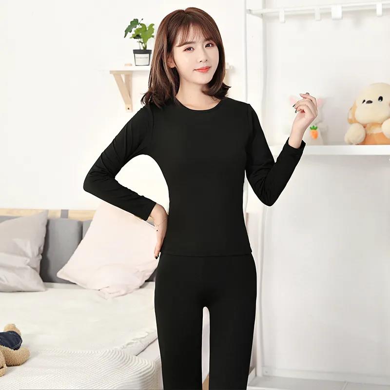 Autumn and Winter Thermal Underwear Female Student Suit Body Slimming Autumn Clothes  Long Trousers Bottoming Plus Velvet Thin Two-piece Suit