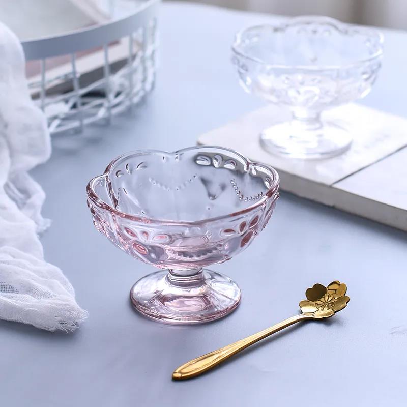 Japanese-style Cherry Blossom Glass Ice Cream Cup Dessert Cup Bird's Nest Creative Ice Cream Cup Cold Drink Cup Love Water Cup