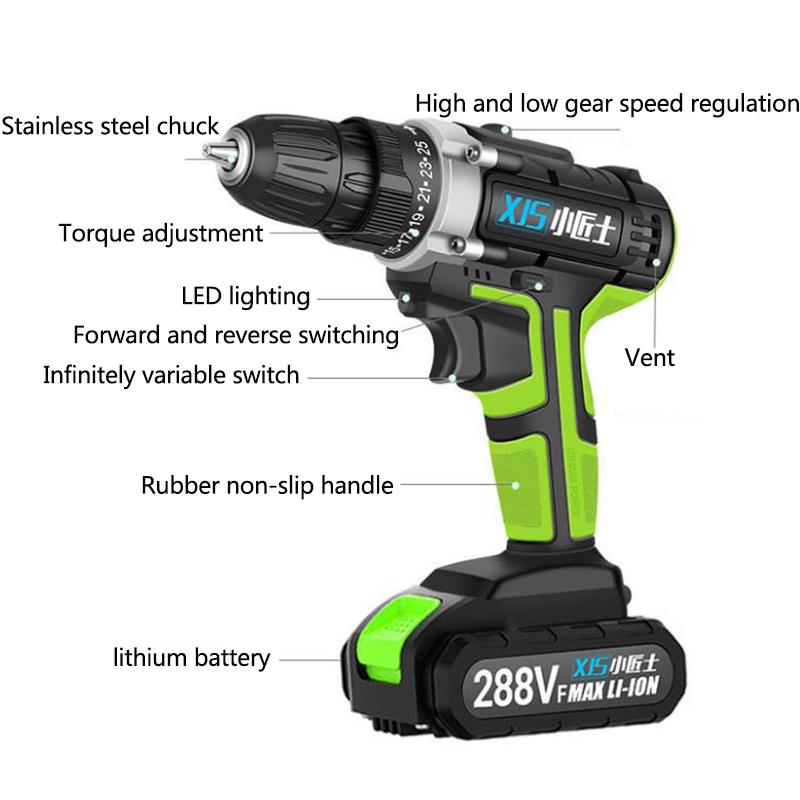 21V Impact Drill Electric Screwdriver Cordless Electric Drill for Drilling and Screwing Screws