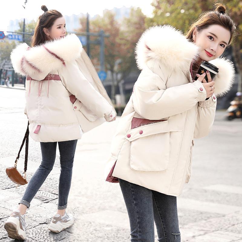 Winter Trend Fur Collar Down Female Mid-length Korean Thickened Student Embroidered Cotton Jacket