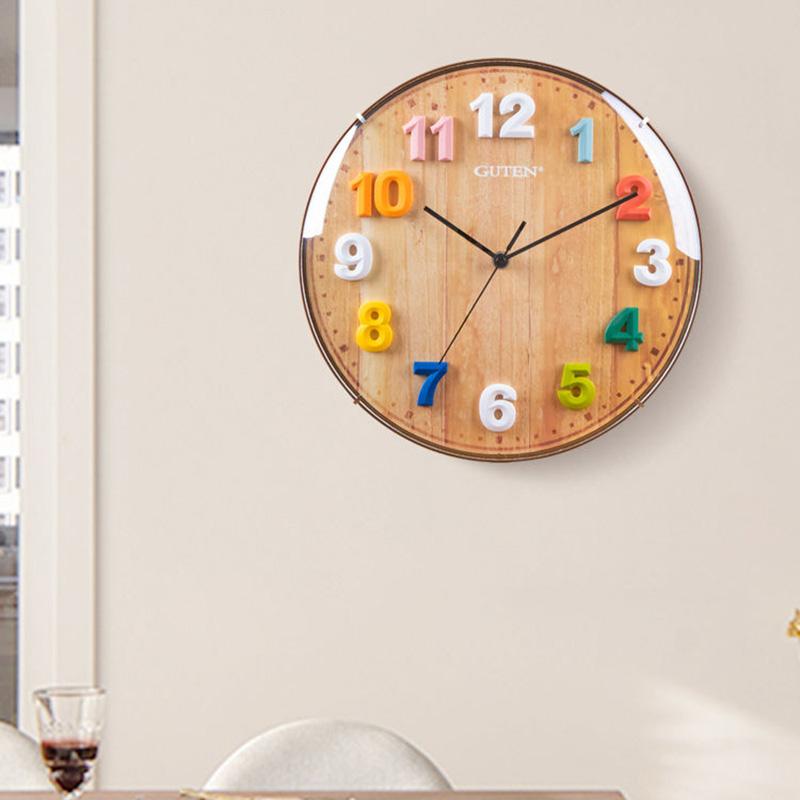 Three-dimensional Digital Children's Room Wall Clock Mute Bedroom Creative Art Clock Modern Minimalist Quartz Clock