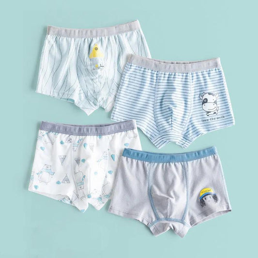 4pcs 100% Cotton Boys Underwear Kids Quality Boxer Boy Shorts Bottoms Boys Clothes for 3-14 Years Old