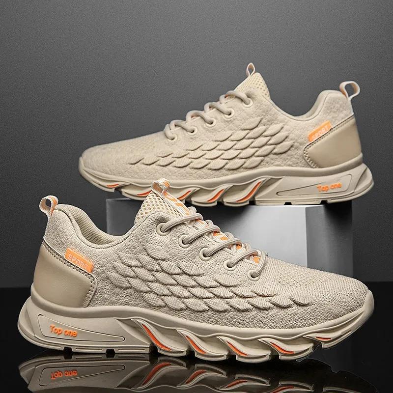 Spring Men's Sports Casual Shoes Korean Breathable Flying Woven Mesh Sneakers All-match Running Shoes Comfortable Footwear