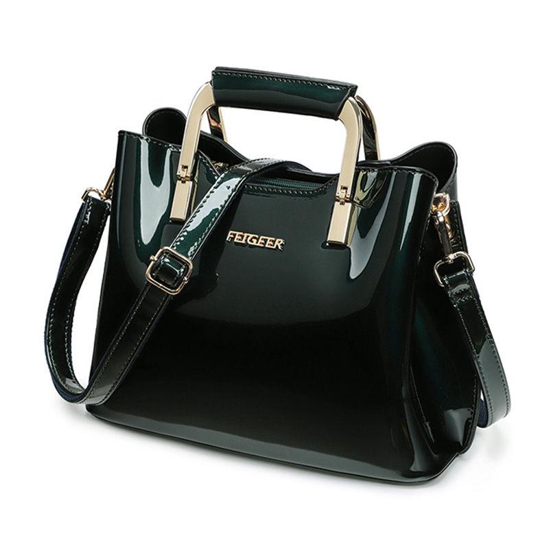 Patent leather bag Genuine Leather Woman bag European and American style handbag Trendy wild