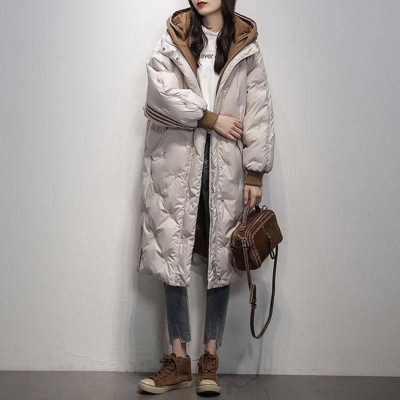 White Duck Down Jacket Women Long Thick Loose Down Coat Ladies Winter Parka Jacket