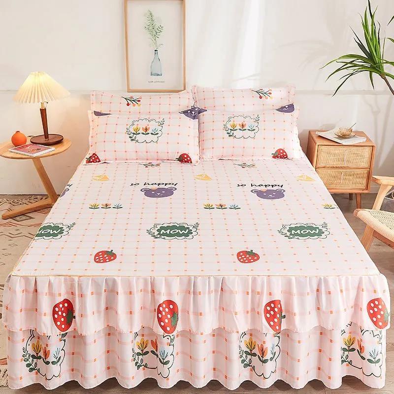 1 Piece Set of Protective Mattress Cover Fitted with Non-slip Protection Printed Bed Sheet