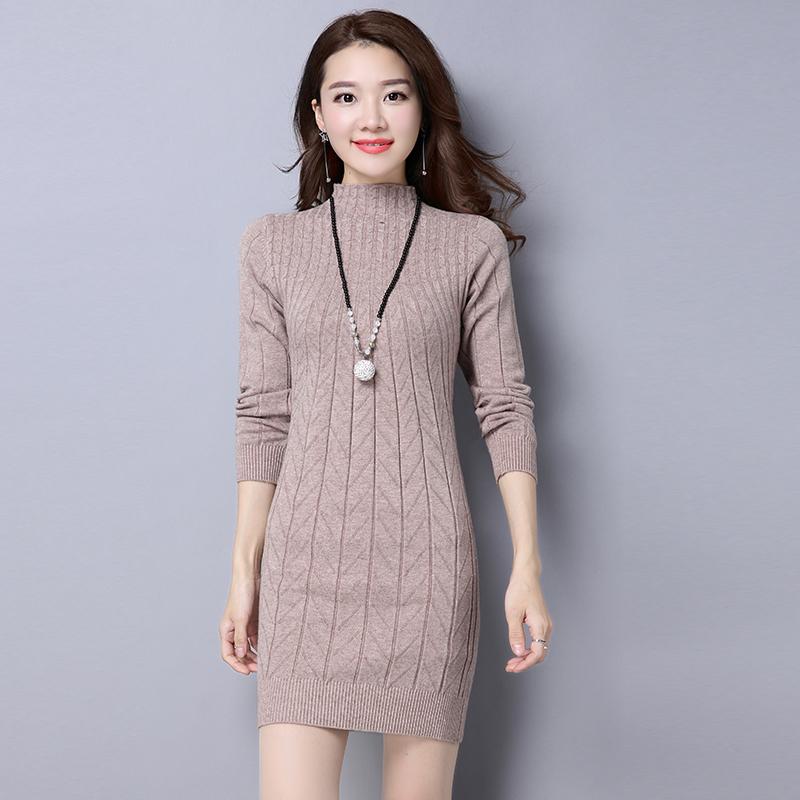 Large Size  Cashmere R Female Long  Thin High Collar Sweater Warm Thickening